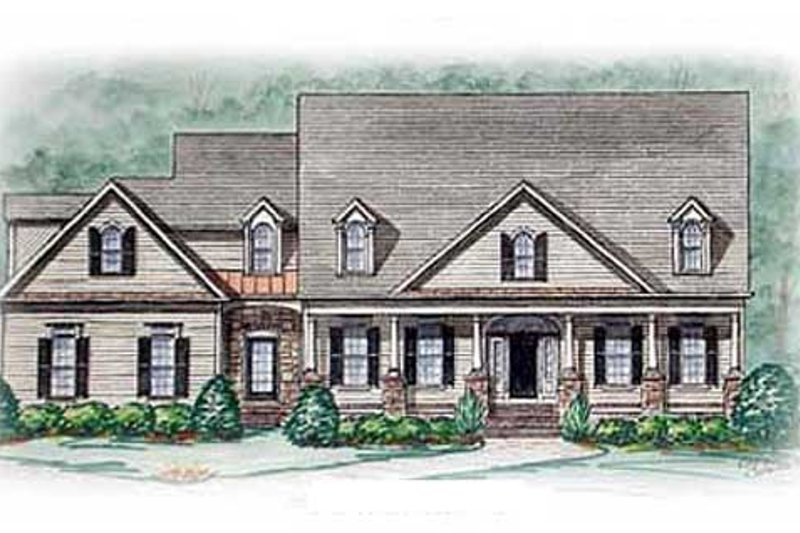 House Blueprint - Southern Exterior - Front Elevation Plan #54-114