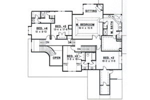 Floor Plan - Upper Floor for Traditional House Plan #67-616 - 5 bed, 3.5 bath