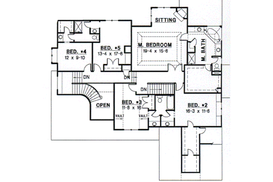 Floor Plan - Upper Floor for Traditional House Plan #67-616 - 5 bed, 3.5 bath