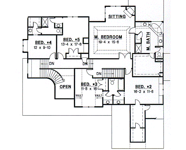 Traditional Floor Plan - Upper Floor Plan #67-616