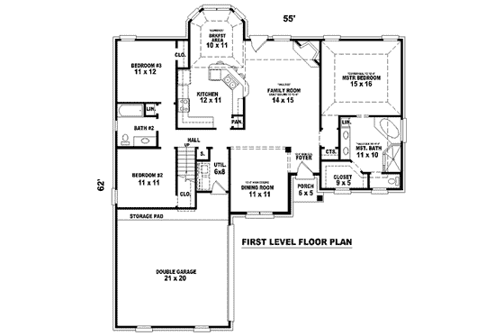 Floor Plan - Main Floor for Traditional House Plan #81-896 - 3 bed, 2 bath