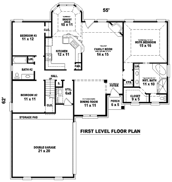 Floor Plan - Main Floor for Traditional House Plan #81-896 - 3 bed, 2 bath