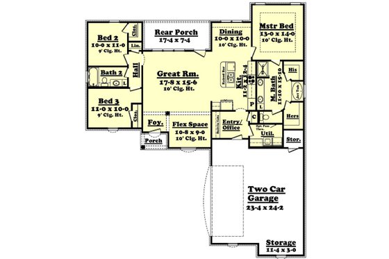 Floor Plan - Main Floor for European House Plan #430-55 - 3 bed, 2 bath