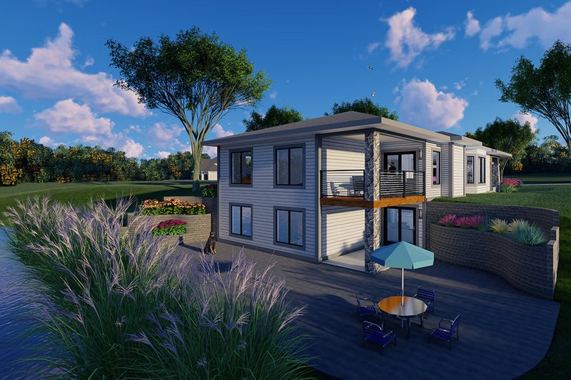 Home Plan - Exterior - Rear Elevation for Prairie House Plan #70-1520 - 4 bed, 3 bath