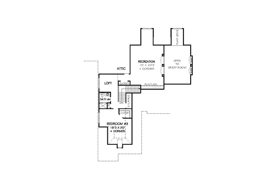 Floor Plan - Upper Floor for European House Plan #424-215 - 3 bed, 4.5 bath