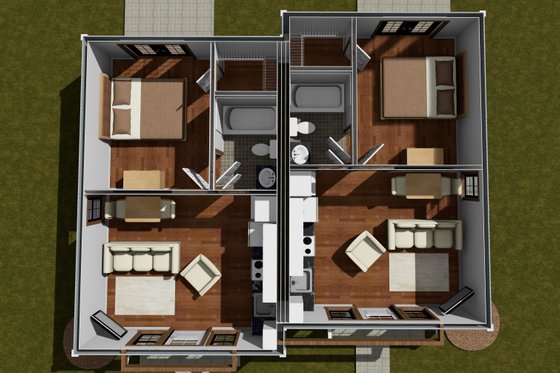 Floor Plan - Main Floor 1 for Cottage House Plan #513-2272 - 1 bed, 1 bath