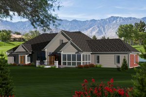 Exterior - Rear Elevation for Traditional House Plan #70-1146 - 3 bed, 3.5 bath