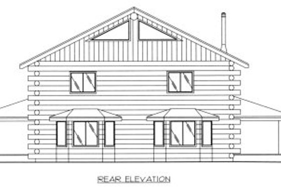 Exterior - Rear Elevation for Log House Plan #117-407 - 3 bed, 3 bath