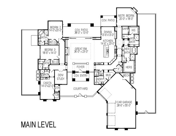 House Blueprint - Contemporary Floor Plan - Main Floor Plan #920-73