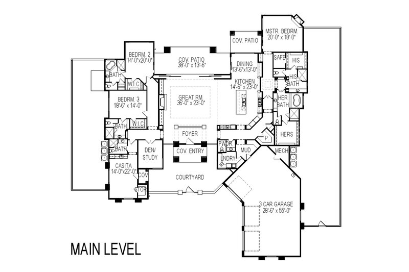 Home Plan - Floor Plan - Main Floor for Contemporary House Plan #920-73 - 4 bed, 4.5 bath