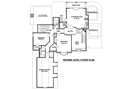 Floor Plan - Upper Floor for European House Plan #81-1251 - 4 bed, 3 bath