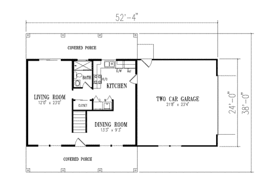 Floor Plan - Main Floor for Traditional House Plan #1-260 - 3 bed, 3 bath