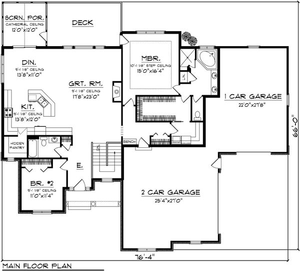 House Design - Traditional Floor Plan - Main Floor Plan #70-1084