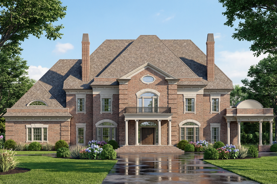 Exterior - Front Elevation for European House Plan #119-263 - 5 bed, 4 bath