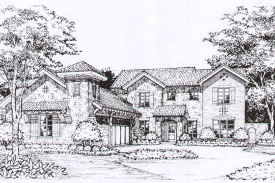 Exterior - Front Elevation for European House Plan #141-267 - 4 bed, 4.5 bath
