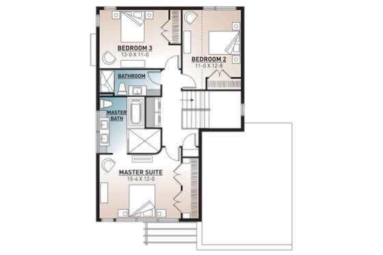 Floor Plan - Upper Floor for Modern House Plan #23-2700 - 4 bed, 2.5 bath