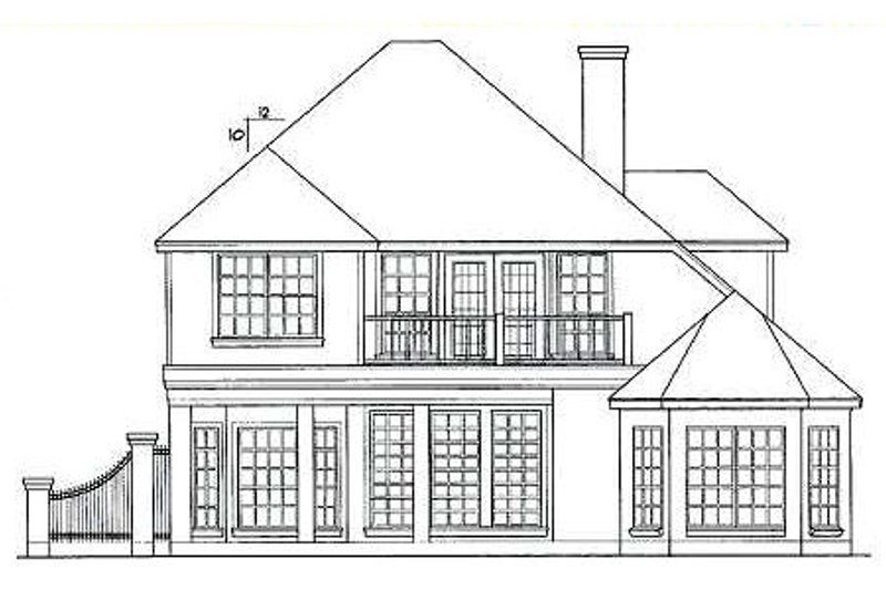 Home Plan - Exterior - Rear Elevation for European House Plan #40-256 - 3 bed, 2.5 bath