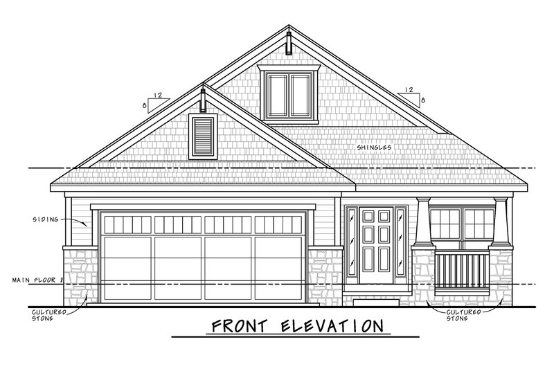 House Blueprint - Exterior - Front Elevation 5 for Craftsman House Plan #20-2259 - 3 bed, 2 bath
