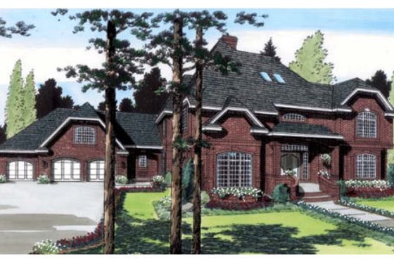 Exterior - Front Elevation for European House Plan #312-809 - 4 bed, 4.5 bath