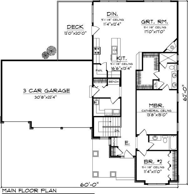 Craftsman Floor Plan - Main Floor Plan #70-1045