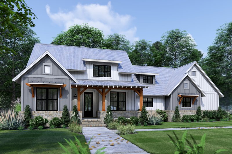Dream House Plan - Farmhouse Exterior - Front Elevation Plan #120-281