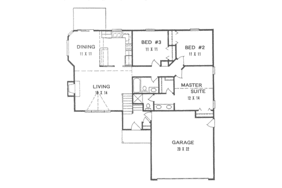 Floor Plan - Main Floor for Traditional House Plan #58-118 - 3 bed, 2 bath