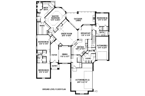 Floor Plan - Main Floor for European House Plan #141-272 - 4 bed, 3.5 bath