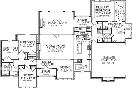 Floor Plan - Main Floor for Modern House Plan #406-9672 - 3 bed, 2.5 bath