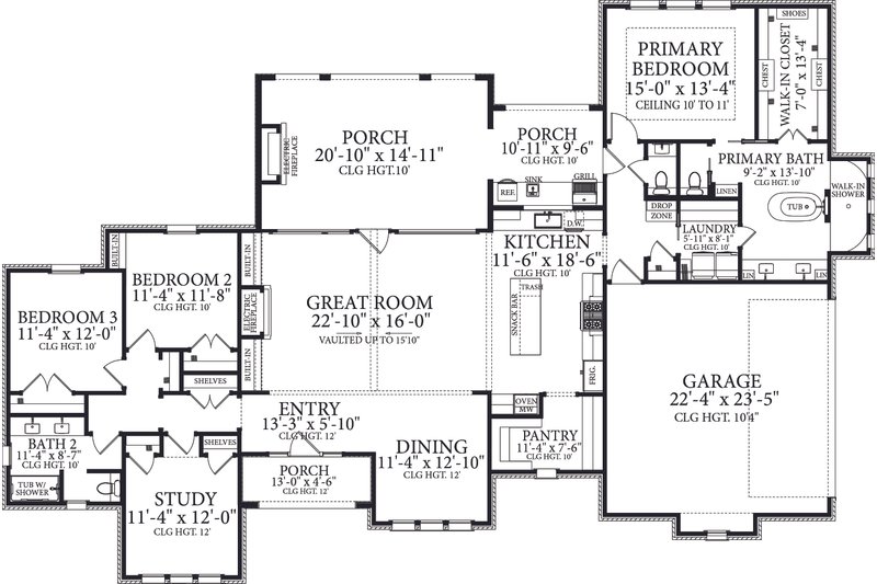 Dream House Plan - Floor Plan - Main Floor for Modern House Plan #406-9672 - 3 bed, 2.5 bath
