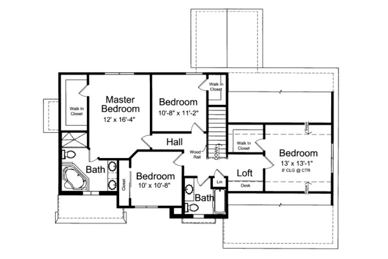 Home Plan - Floor Plan - Upper Floor for Country House Plan #46-447 - 4 bed, 2.5 bath