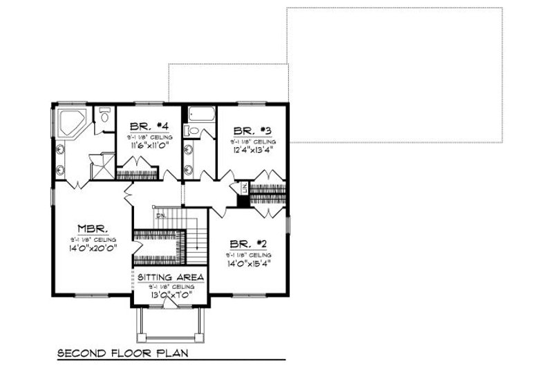 Home Plan - Floor Plan - Upper Floor for European House Plan #70-882 - 4 bed, 2 bath