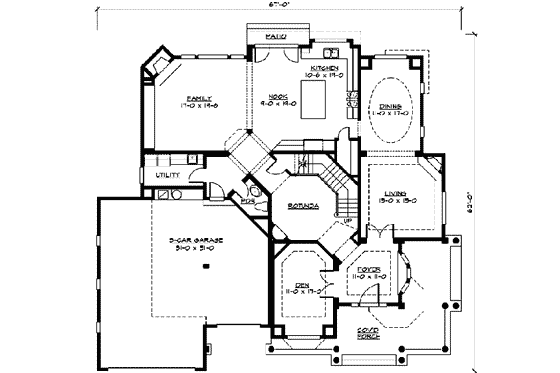 Floor Plan - Main Floor for Craftsman House Plan #132-161 - 4 bed, 3.5 bath