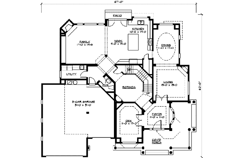House Blueprint - Floor Plan - Main Floor for Craftsman House Plan #132-161 - 4 bed, 3.5 bath