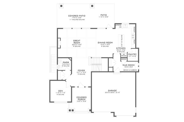 House Design - Craftsman Floor Plan - Main Floor Plan #1086-18
