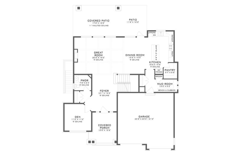 Home Plan - Floor Plan - Main Floor for Craftsman House Plan #1086-18 - 4 bed, 2.5 bath