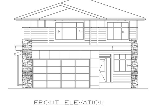 Exterior - Front Elevation 3 for Prairie House Plan #1100-104 - 4 bed, 2.5 bath