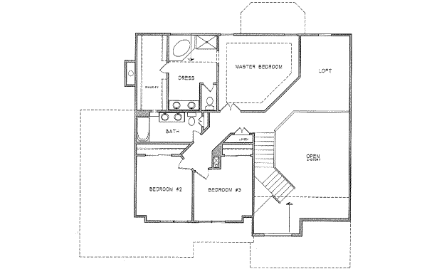 Traditional Floor Plan - Upper Floor Plan #6-208