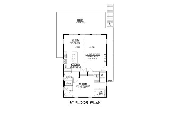 Floor Plan - Main Floor for Beach House Plan #1064-26 - 1 bed, 1.5 bath