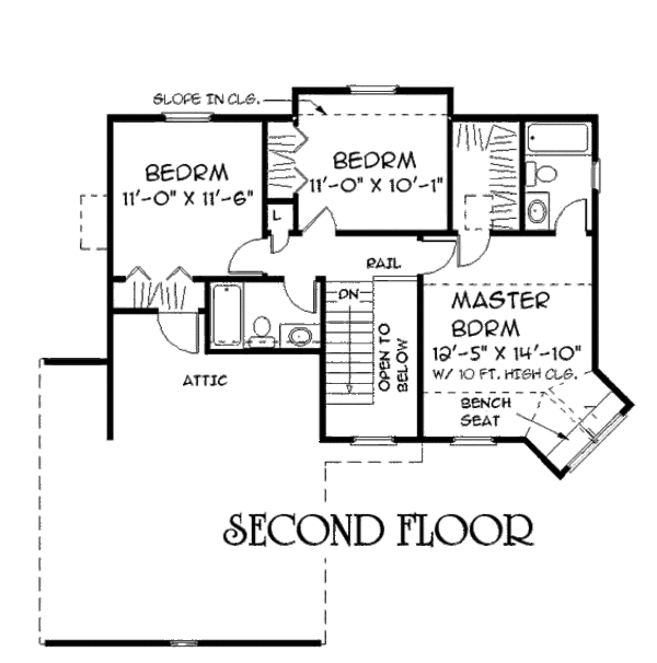 Traditional Floor Plan - Upper Floor Plan #75-128