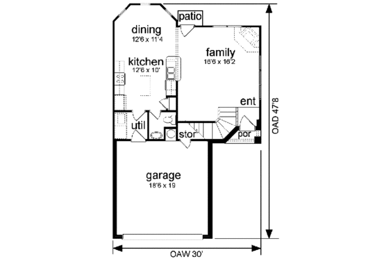 Floor Plan - Main Floor for Traditional House Plan #84-109 - 3 bed, 2.5 bath