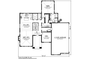 Floor Plan - Main Floor for Modern House Plan #70-1430 - 4 bed, 3.5 bath