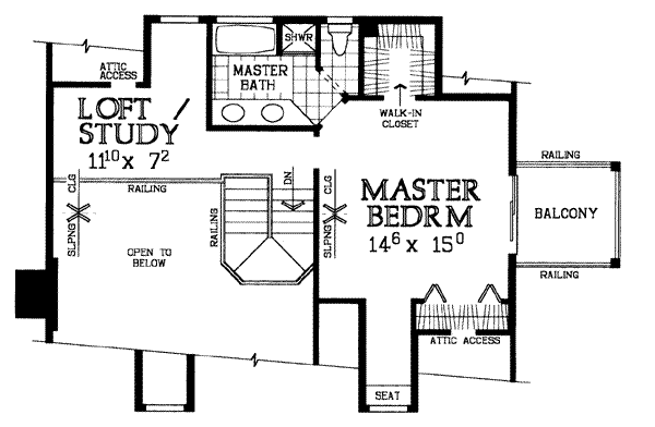 Country Floor Plan - Upper Floor Plan #72-107