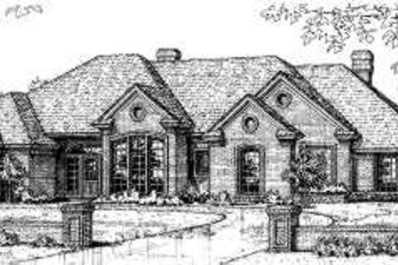 Exterior - Front Elevation for European House Plan #310-187 - 5 bed, 3 bath