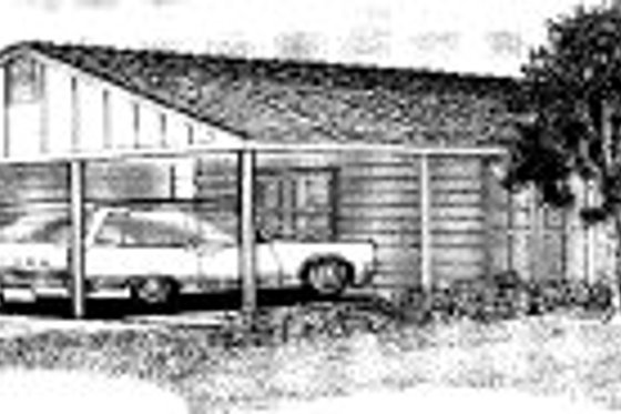 Exterior - Front Elevation for Ranch House Plan #303-264 - 2 bed, 1 bath