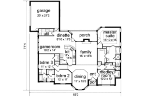 Floor Plan - Main Floor for European House Plan #84-143 - 3 bed, 2.5 bath
