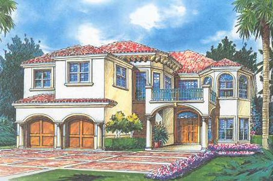Exterior - Front Elevation for European House Plan #420-146 - 4 bed, 3.5 bath