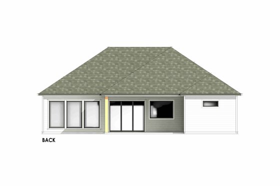 Exterior - Rear Elevation 1 for Prairie House Plan #1096-115 - 3 bed, 2 bath