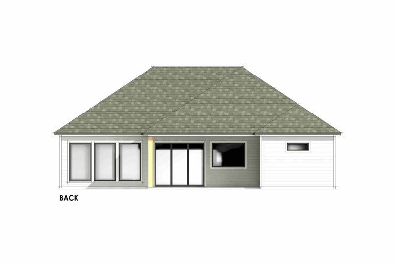 House Design - Exterior - Rear Elevation 1 for Prairie House Plan #1096-115 - 3 bed, 2 bath