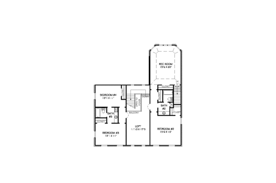 Floor Plan - Upper Floor for Traditional House Plan #424-293 - 4 bed, 3.5 bath
