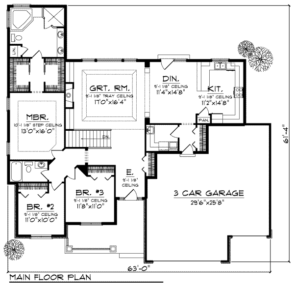 House Plan Design - Ranch Floor Plan - Main Floor Plan #70-715